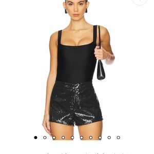 Good American Black Square Neck Bodysuit